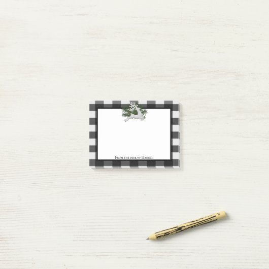 トナカイ水牛のプレイドパーソナライズされた ポストイット (デスク上)