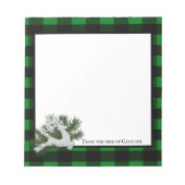 トナカイ水牛のプレイドパーソナライズされた | 黒の緑 ノートパッド (正面)