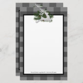 トナカイ水牛の格子状パーソナライズされた文具 便箋 (正面/裏面)