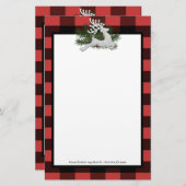 トナカイ水牛の格子状パーソナライズされた文具 便箋 (正面/裏面)