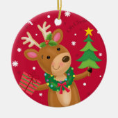 トナカイ準備完了 セラミックオーナメント (正面)