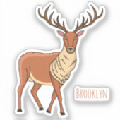 トナカイ漫画イラストレーション シール (正面)