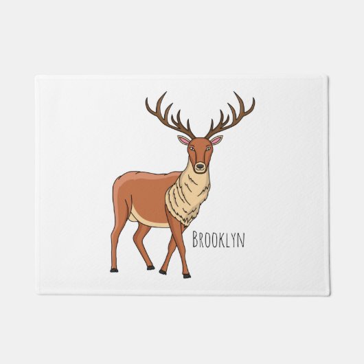 トナカイ漫画イラストレーション ドアマット (正面)