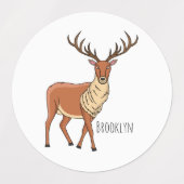 トナカイ漫画イラストレーション ラベル (デザイン1)