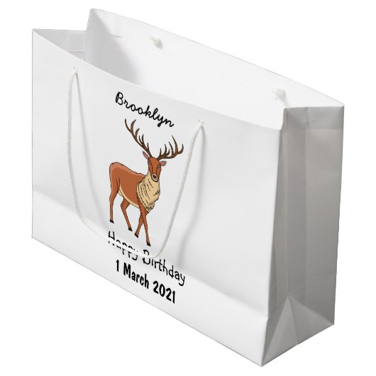 トナカイ漫画イラストレーション ラージペーパーバッグ (正面アングル)