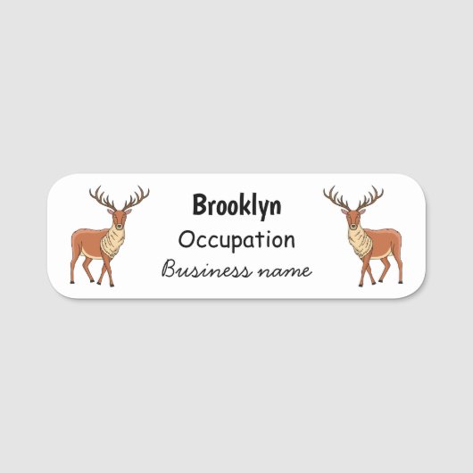 トナカイ漫画イラストレーション 名札 (正面)