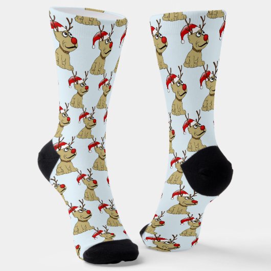 トナカイ犬のクリスマス ソックス (傾斜あり)