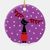 トナカイ猫クリスマスクリスマスオーナメント セラミックオーナメント (裏面)