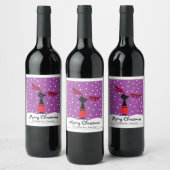 トナカイ猫クリスマスワインラベル ワインラベル (ボトル)