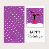 トナカイ猫、家族の写真クリスマスカード 名刺 (外部フラット)