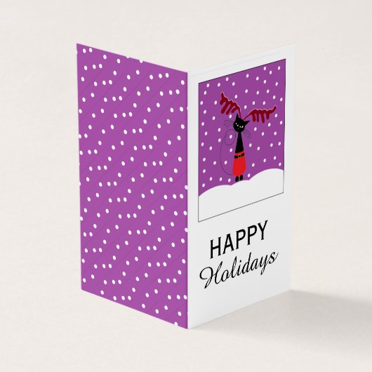 トナカイ猫、家族の写真クリスマスカード 名刺 (外部)