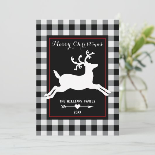 トナカイ白黒素朴バッファローチェック写真 シーズンカード (スタンド正面)