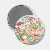 トナカイ磁石に乗る高齢者 マグネット (正面/裏面)