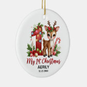トナカイ私の初めてのクリスマスベビー セラミックオーナメント (右)