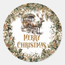 トナカイ素朴とソリの緑と金ゴールドシック