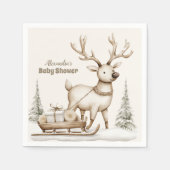 トナカイ素朴ウィンターベイビーシャワー スタンダードカクテルナプキン (正面)