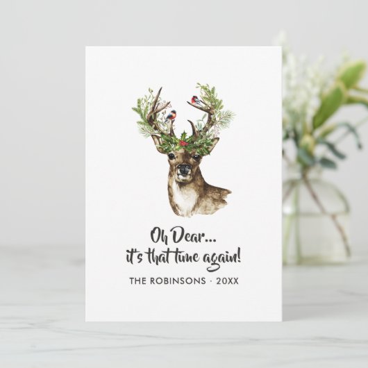 トナカイ素朴クリスマスファミリー写真集 シーズンカード (スタンド正面)