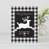 トナカイ素朴ホワイトバッファロープレイドクリスマス シーズンカード (スタンド正面)