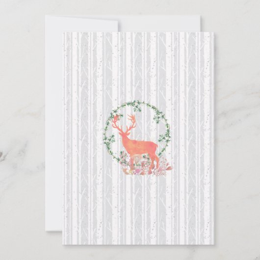 トナカイ素朴ボタニカルウォーター結婚カラー 招待状 (裏面)