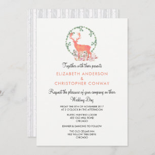 トナカイ素朴ボタニカルウォーター結婚カラー 招待状