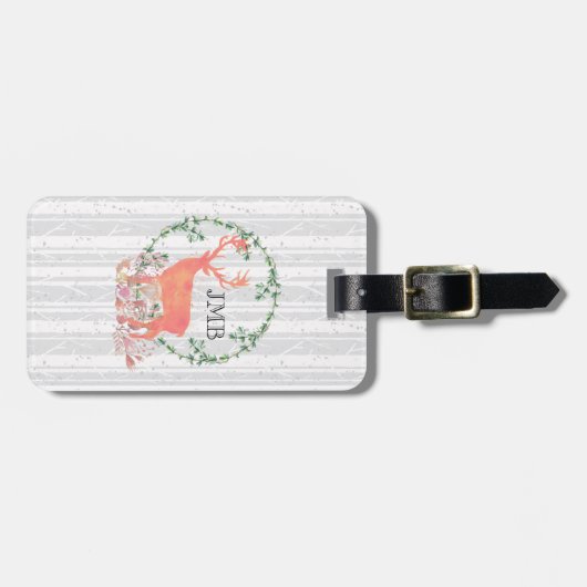 トナカイ素朴ボホウォーター色モノグラカスタムム ラゲッジタグ (正面横)