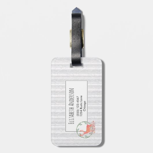 トナカイ素朴ボホウォーター色モノグラカスタムム ラゲッジタグ (裏面縦)