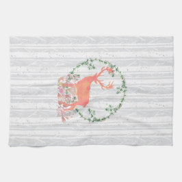 トナカイ素朴ボホウォーター色 キッチンタオル