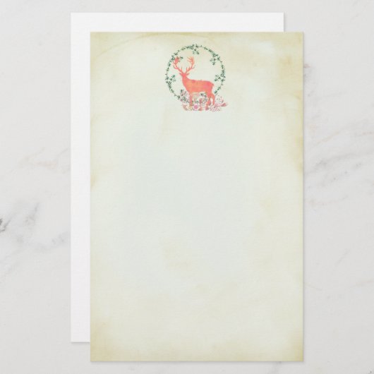 トナカイ素朴ボホウォーター色 便箋 (正面/裏面)