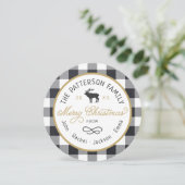 トナカイ素朴ラウンドクリスマスフォトカード シーズンカード (スタンド正面)