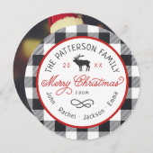 トナカイ素朴ラウンドクリスマスフォトカード シーズンカード (正面/裏面)