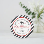 トナカイ素朴ラウンドクリスマスフォトカード シーズンカード (スタンド正面)