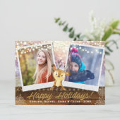 トナカイ素朴2枚フォトフレームのクリスマスコラージュ シーズンカード (スタンド正面)