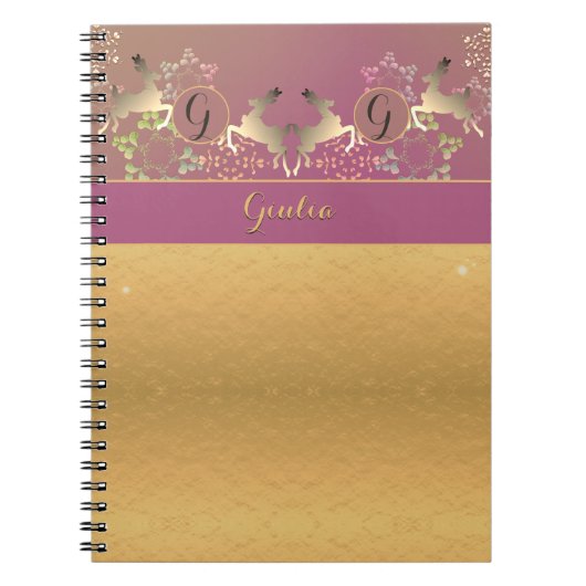 トナカイ紫ゴールデンモノグラム ノートブック (正面)