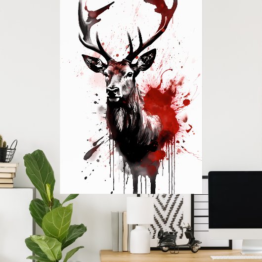 トナカイ絵画インク ポスター (ホームオフィス)