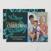 トナカイ背景クリスマスフォトカード シーズンカード (正面/裏面)