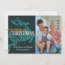 トナカイ背景クリスマスフォトカード