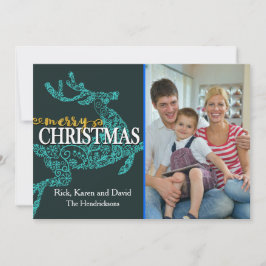 トナカイ背景クリスマスフォトカード シーズンカード