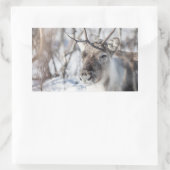 トナカイ自然写真 長方形シール (バッグ)