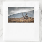 トナカイ自然写真 長方形シール (バッグ)