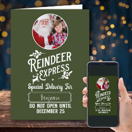 トナカイ表現キッドの名前と写真クリスマス シーズンカード