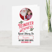 トナカイ表現キッドの名前と写真クリスマス シーズンカード (正面)