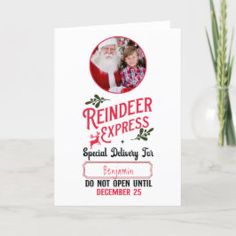 トナカイ表現キッドの名前と写真クリスマス シーズンカード