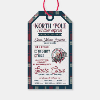 トナカイ表現サンタ・クロース・プレイド・クリスマス ギフトタグ