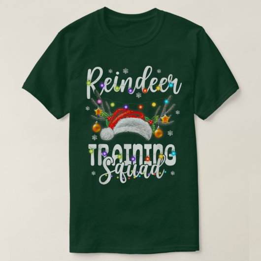 トナカイ訓練分隊クリスマスランニングクリスマスLig Tシャツ (デザイン正面)