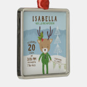 トナカイ誕生統計ベビーの最初のクリスマス メタルオーナメント (右)