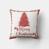 トナカイ赤いグリッター – メリークリスマス クッション (裏面)