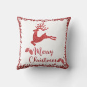 トナカイ赤いグリッター – メリークリスマス クッション (裏面)