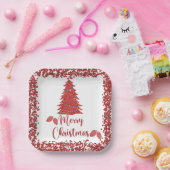 トナカイ赤いグリッター – メリークリスマス ペーパープレート (パーティー)