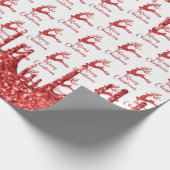 トナカイ赤いグリッター – メリークリスマス ラッピングペーパー (角)