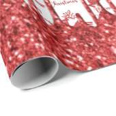 トナカイ赤いグリッター – メリークリスマス ラッピングペーパー (ロールコーナー)